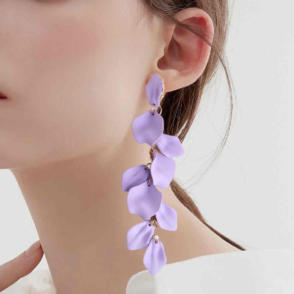 Leaf Earrings - Dangler Earrings -Lavender