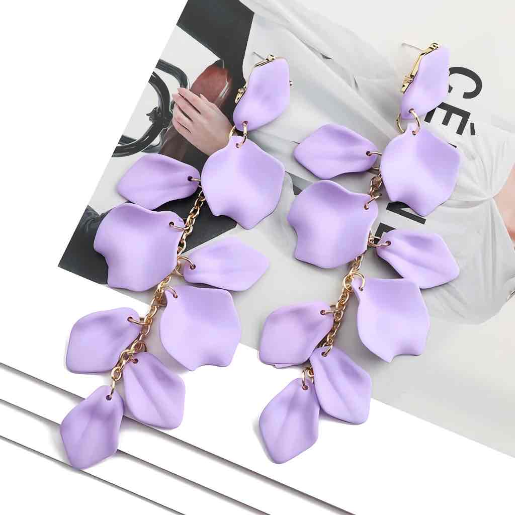 Leaf Earrings - Dangler Earrings -Lavender