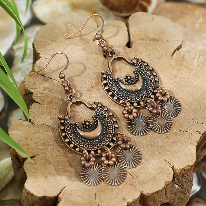 1- Oxidized Copper Earrings - Boho Chandelier Earrings