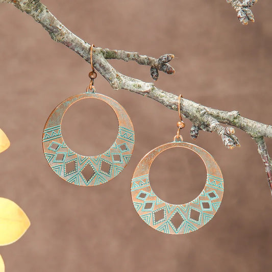 1- Oxidized Tribal Hoop Earrings - Boho Earrings