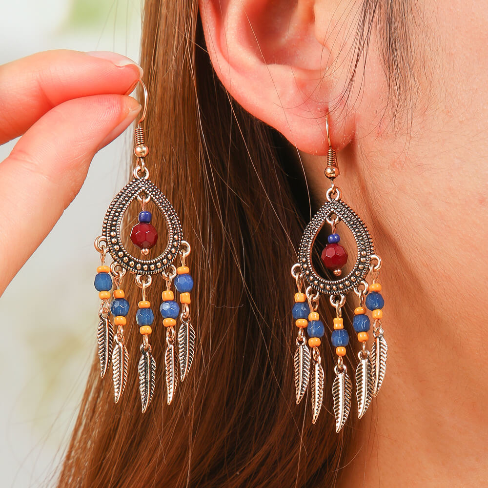 Premium ethnic Boho Oxidized - Chandelier Earrings - Silver Earrings