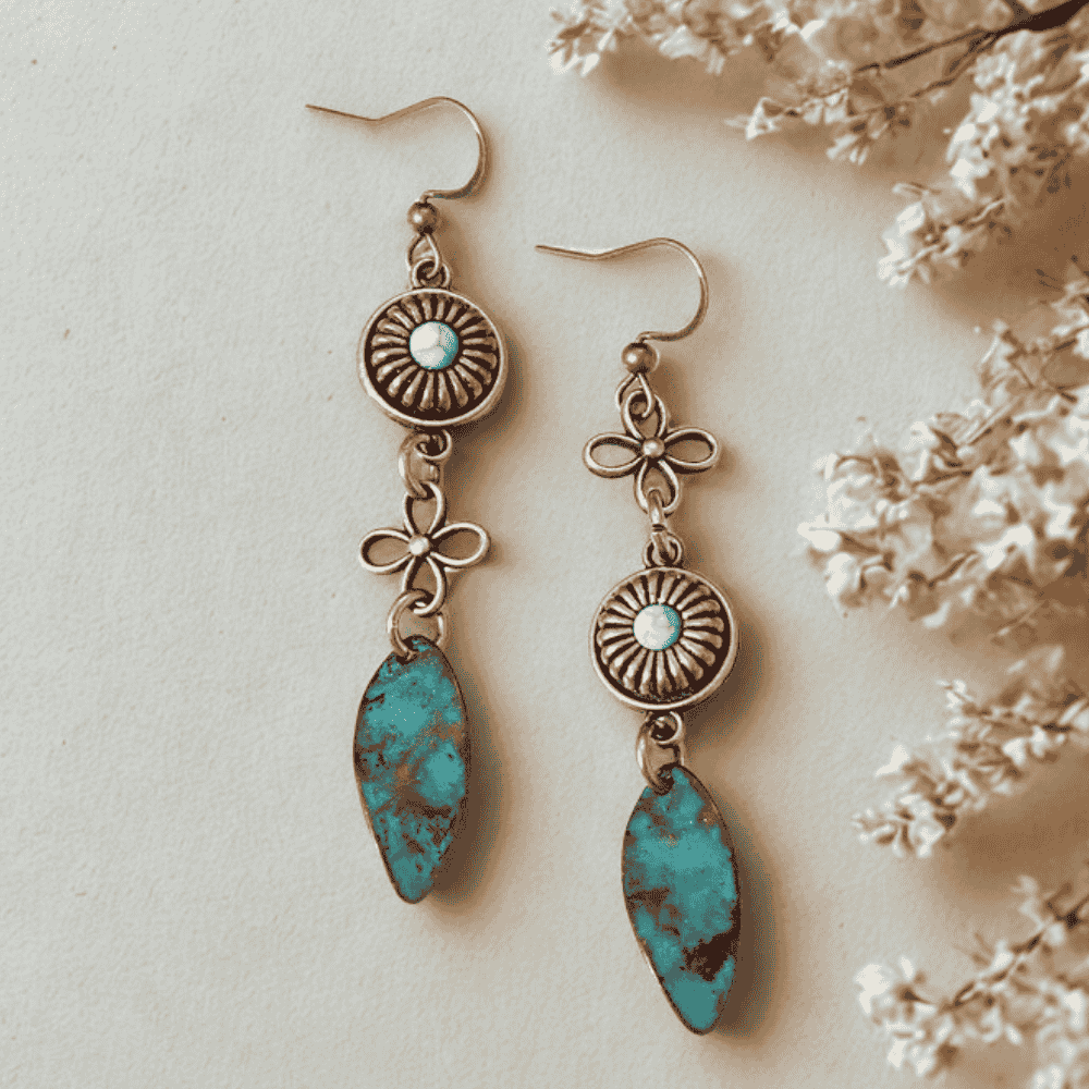 Premium - Oxidized Copper Leaf Earrings - style 3