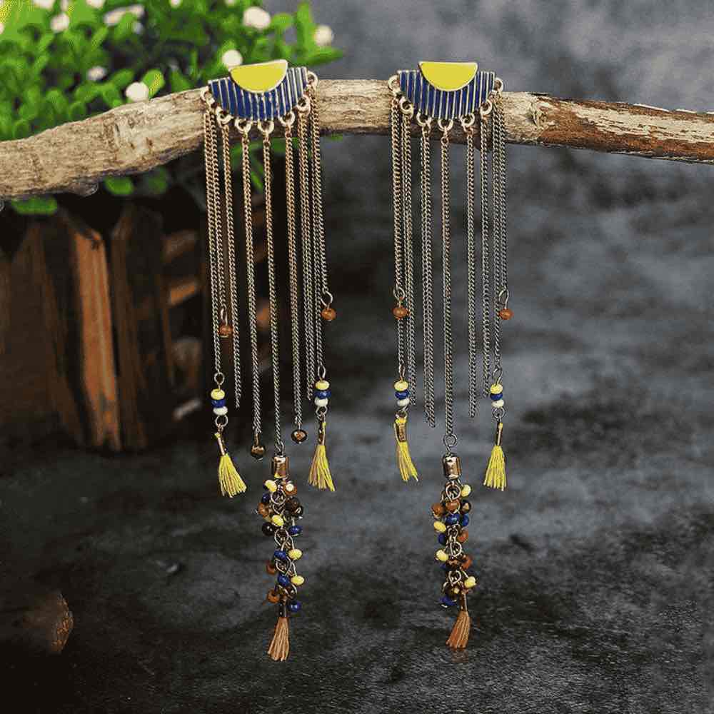 Luxury -Boho Long Chain Chandelier Earrings - Statement Metal Earrings