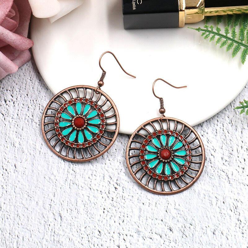 1- Boho Spiral Round Earrings - Metal Earrings