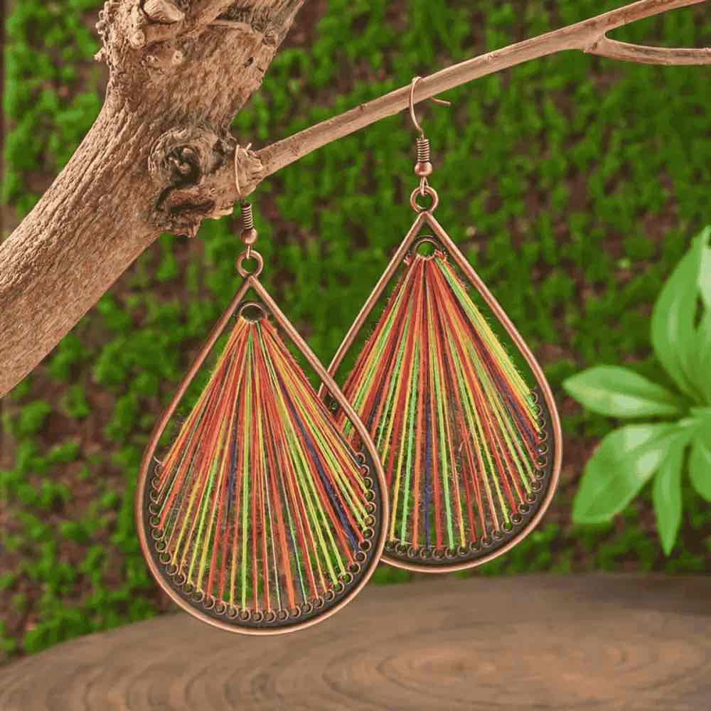 Premium Handcrafted - Boho Earrings for Women - Threader Earrings (Teardrop)