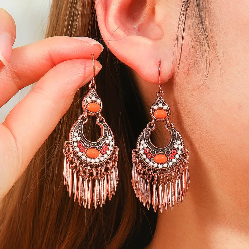 1- Traditional Indian Earrings - Gold Plated Dangle Earrings