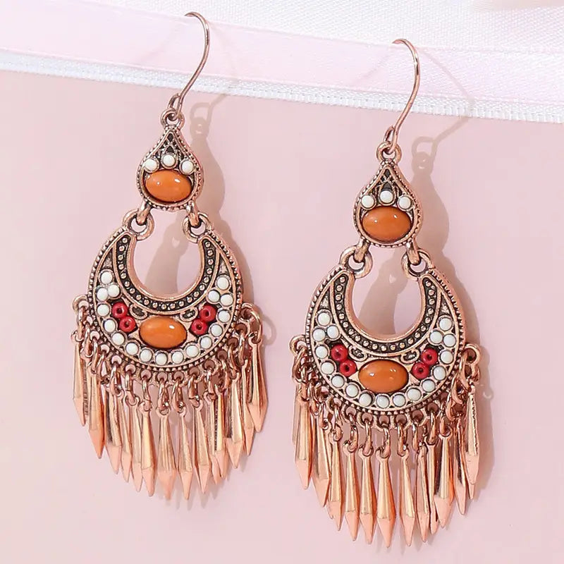 1- Traditional Indian Earrings - Gold Plated Dangle Earrings