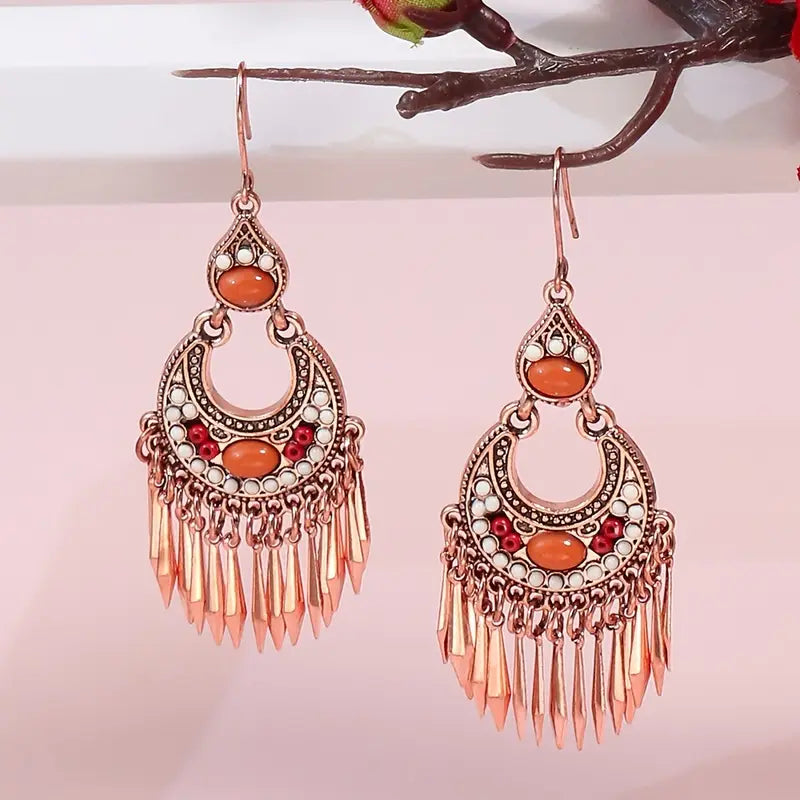 1- Traditional Indian Earrings - Gold Plated Dangle Earrings