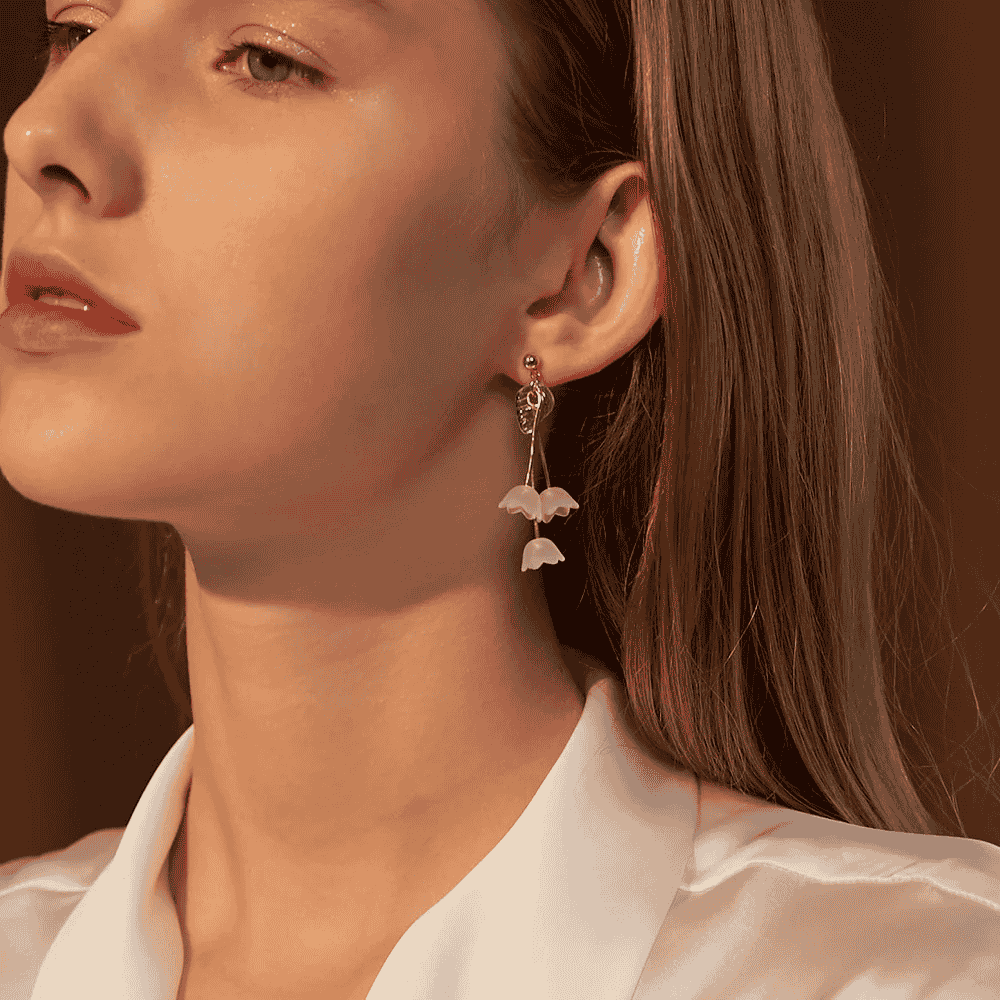 1- Lightweight Korean Earrings - Boho White Tulip Flower Earrings