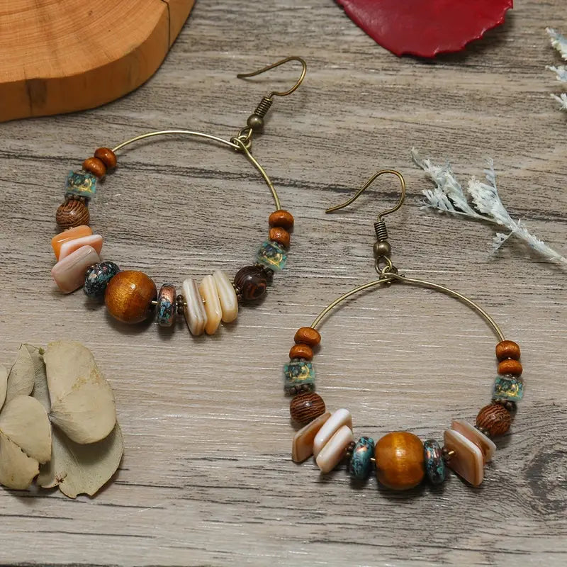 Premium - African Hoop Earrings - Boho Fusion Beaded Earrings