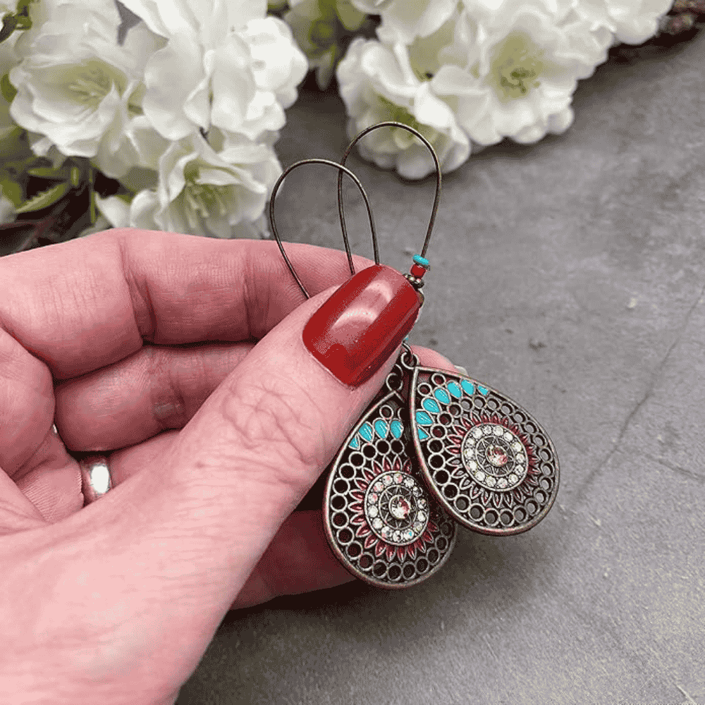 Ethnic Blue - Drop Earrings - Dangle Earring (Round)