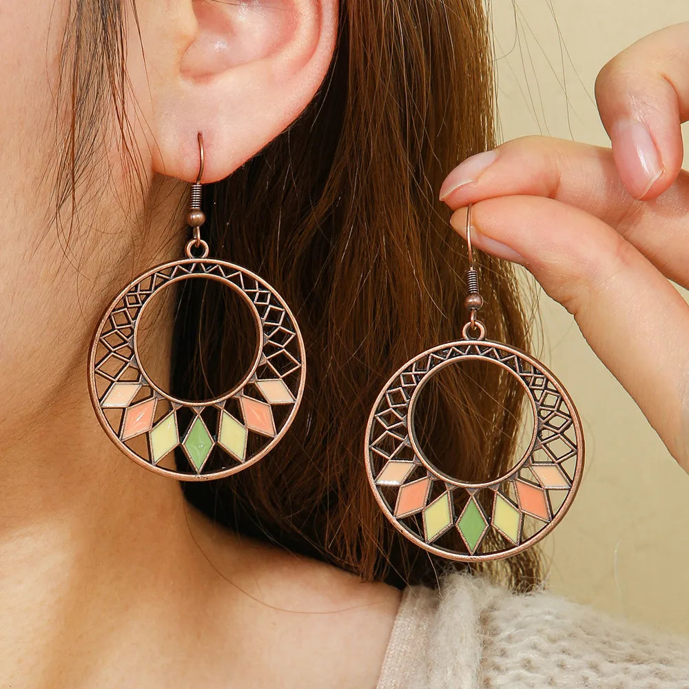 1- Vintage Boho Drop Earrings for Women - Bohemian Metal Earrings