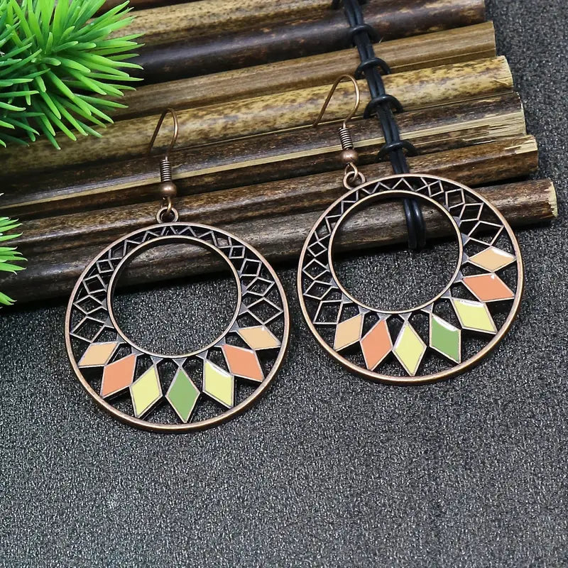 1- Vintage Boho Drop Earrings for Women - Bohemian Metal Earrings