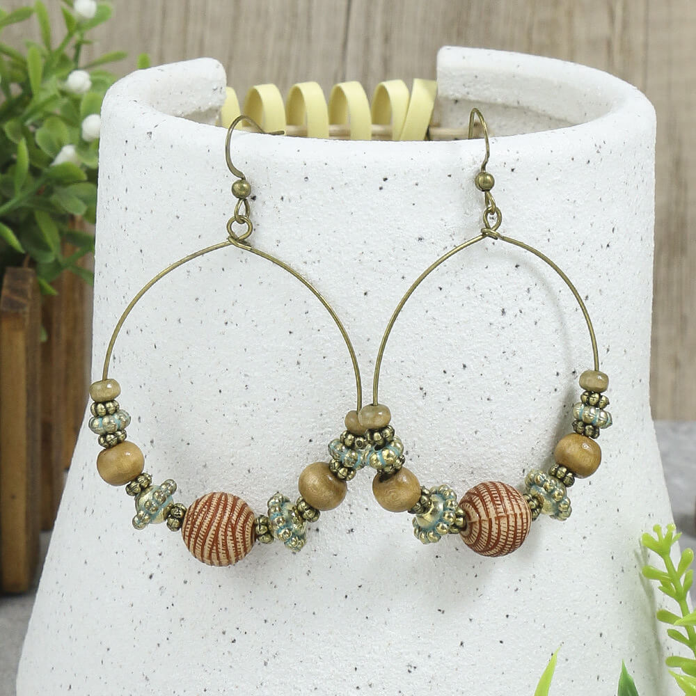 1- Beaded Hoop Earrings - Boho Earrings for Women