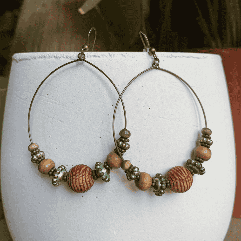 1- Beaded Hoop Earrings - Boho Earrings for Women