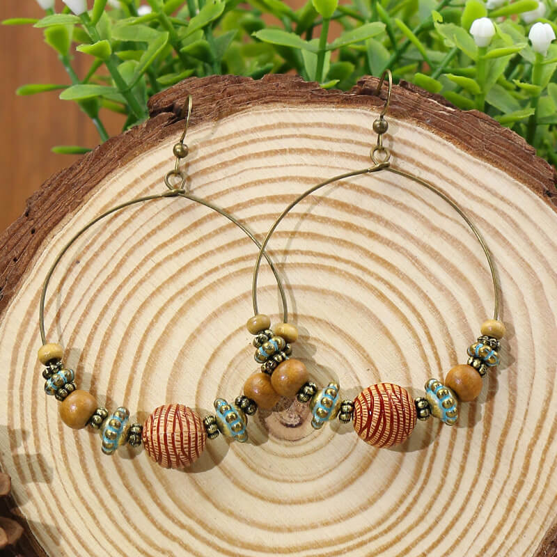 1- Beaded Hoop Earrings - Boho Earrings for Women