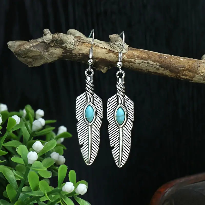 1-Azure Leaves – Handmade Turquoise Drop Earrings