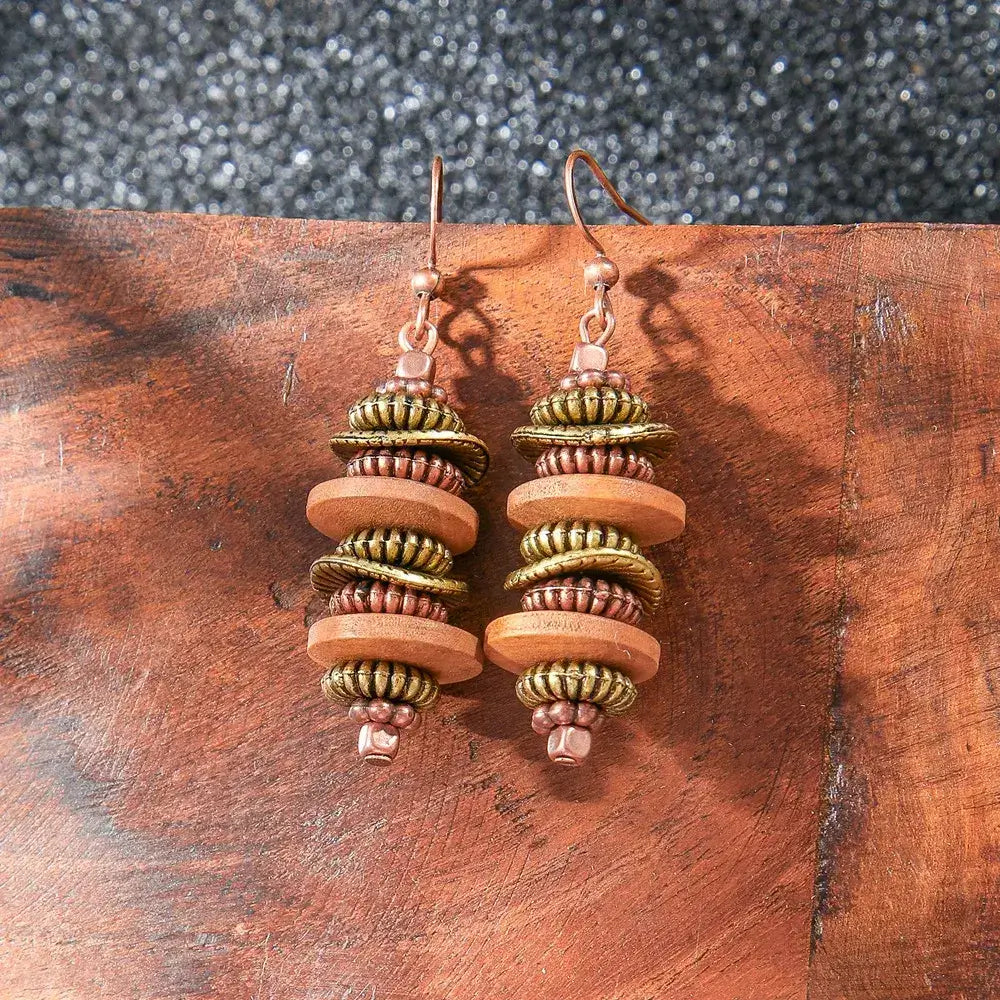 1- Boho Stacked Drop Earrings - Metal Dangle Earrings