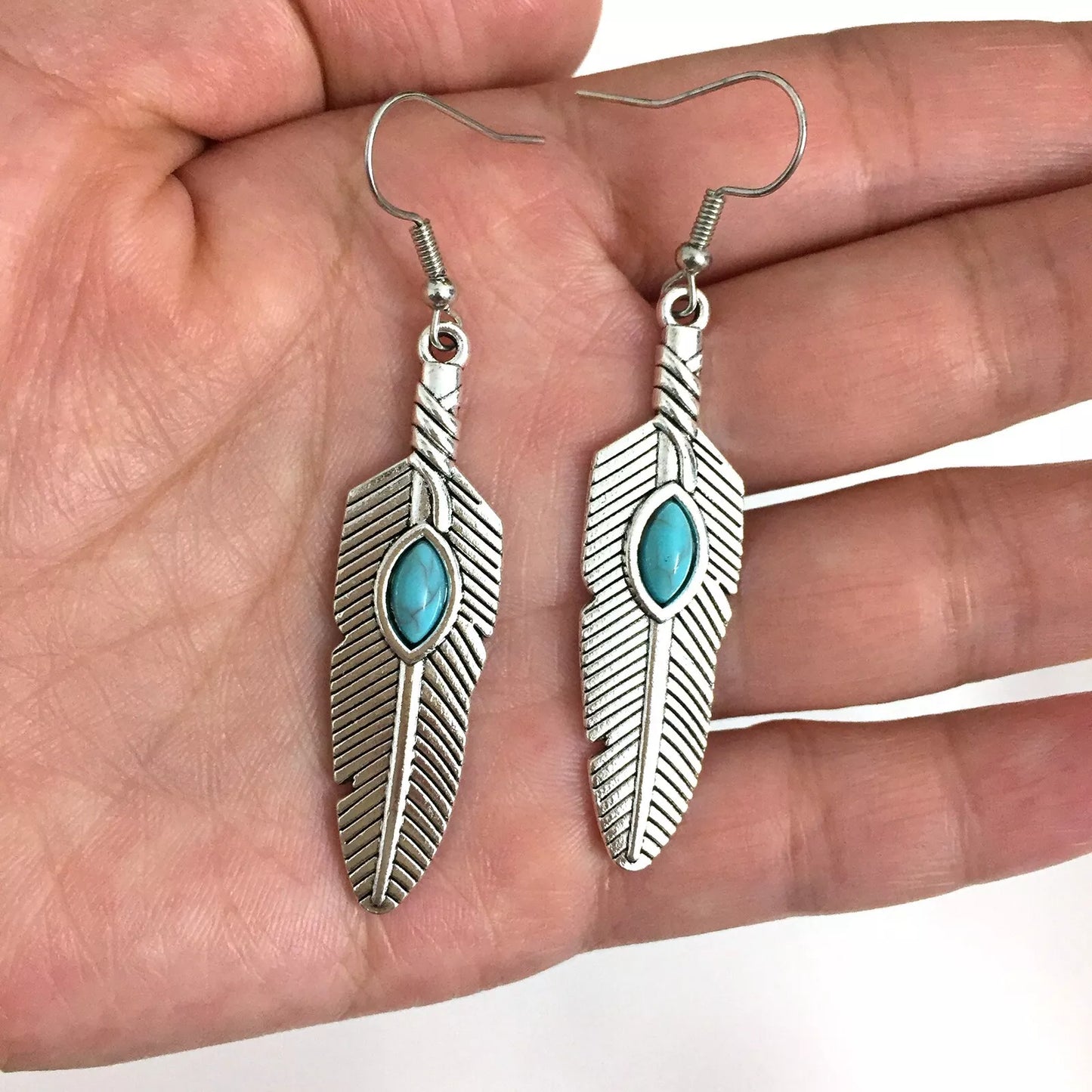 1-Azure Leaves – Handmade Turquoise Drop Earrings