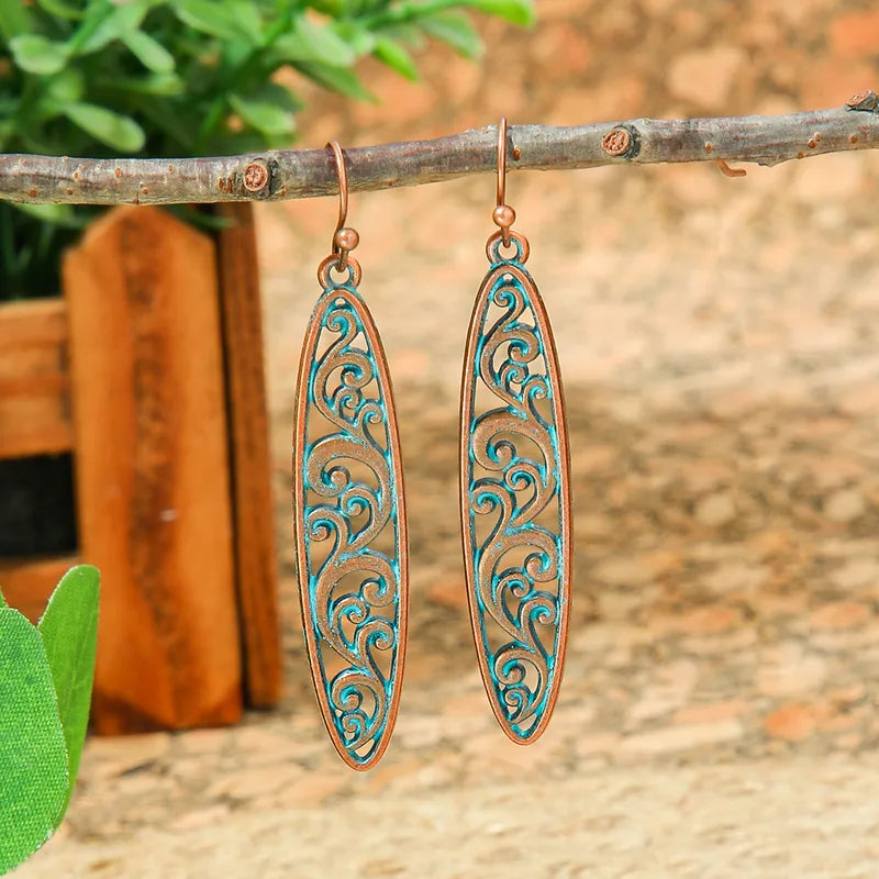 1- Boho Oxidized Earrings - Handmade Metal Earrings