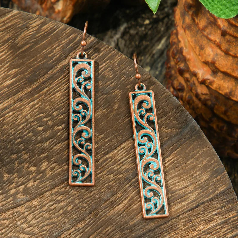 1- Geometric Oxidized Earrings - Boho Earrings for Women