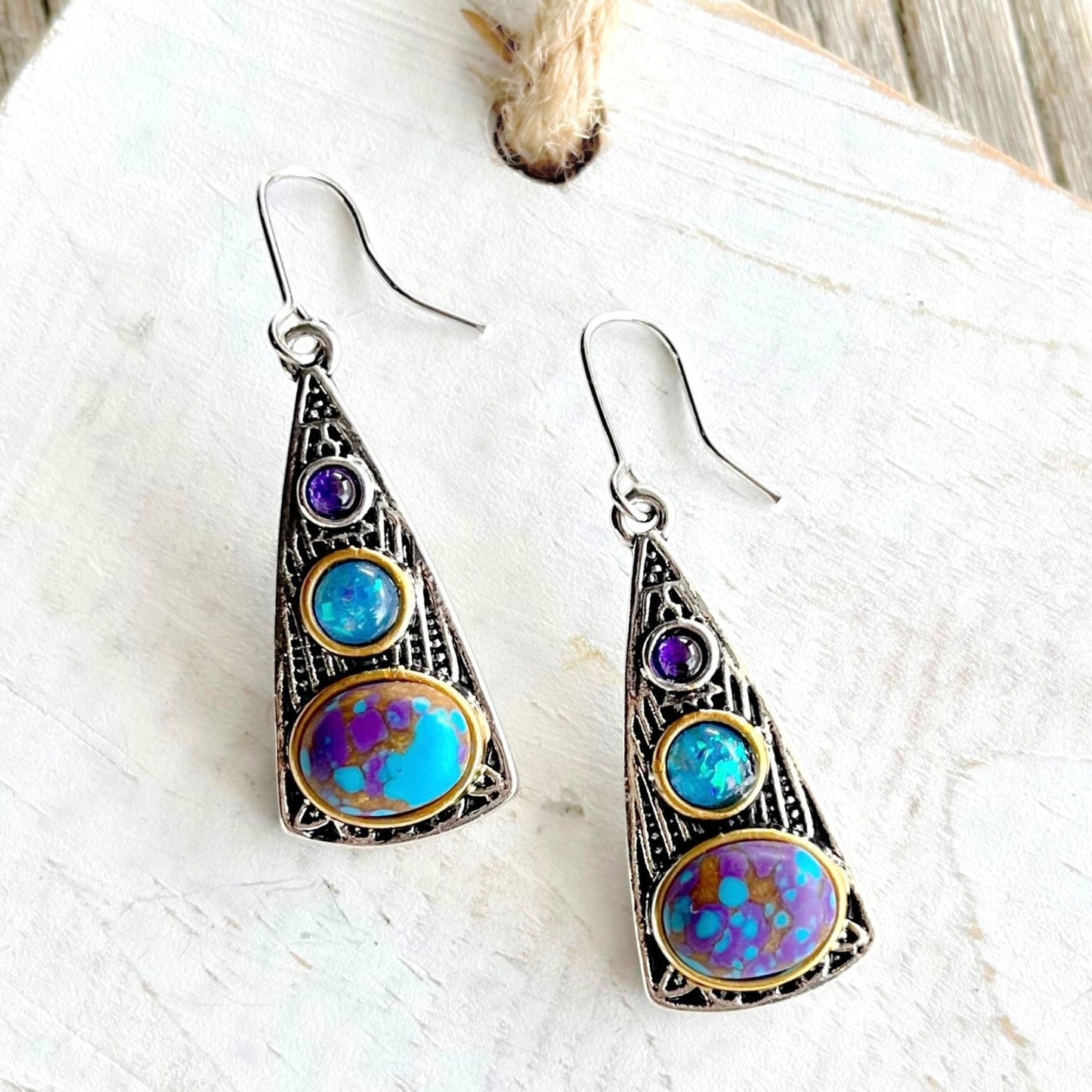 Blue Stone Earrings-Designer Silver Earrings