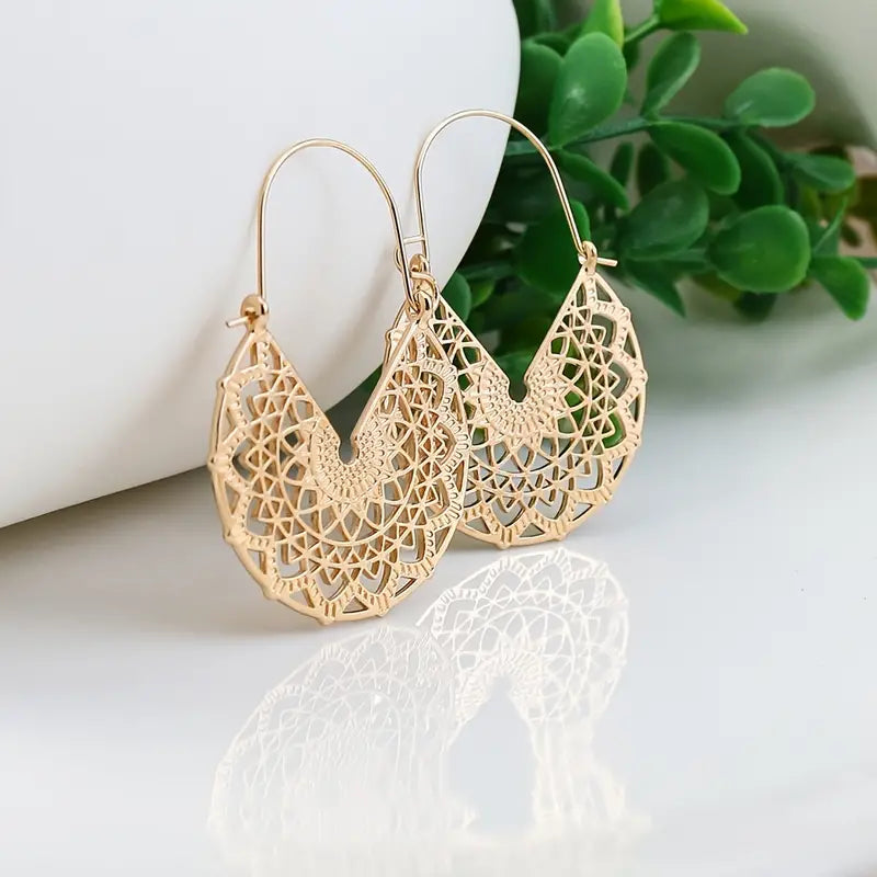 Gold mandala earrings deals