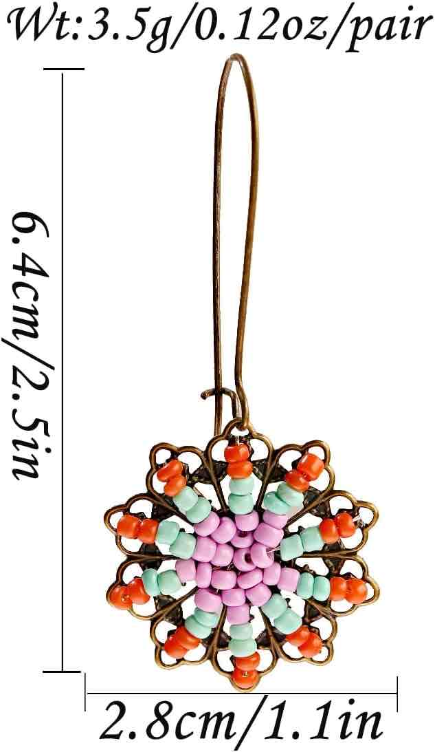Image of an earring - Beaded Flower Drop Earrings by Zuzus Trove