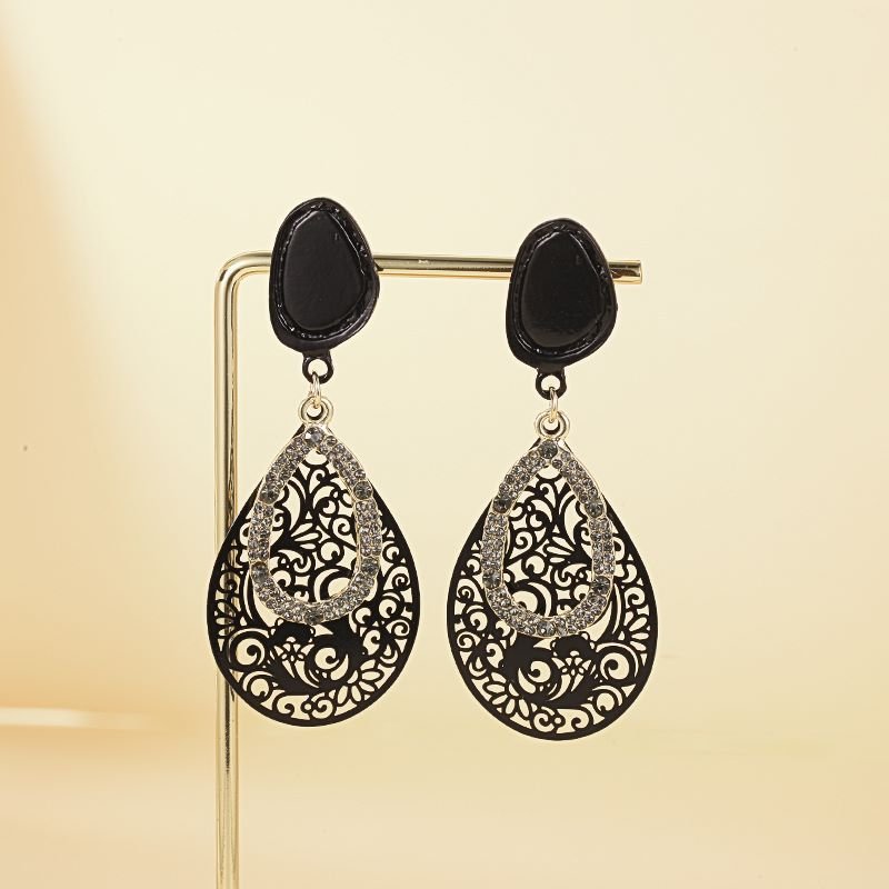 Image of an earring - Black Earrings - Evening Teardrop Earrings by Zuzus Trove