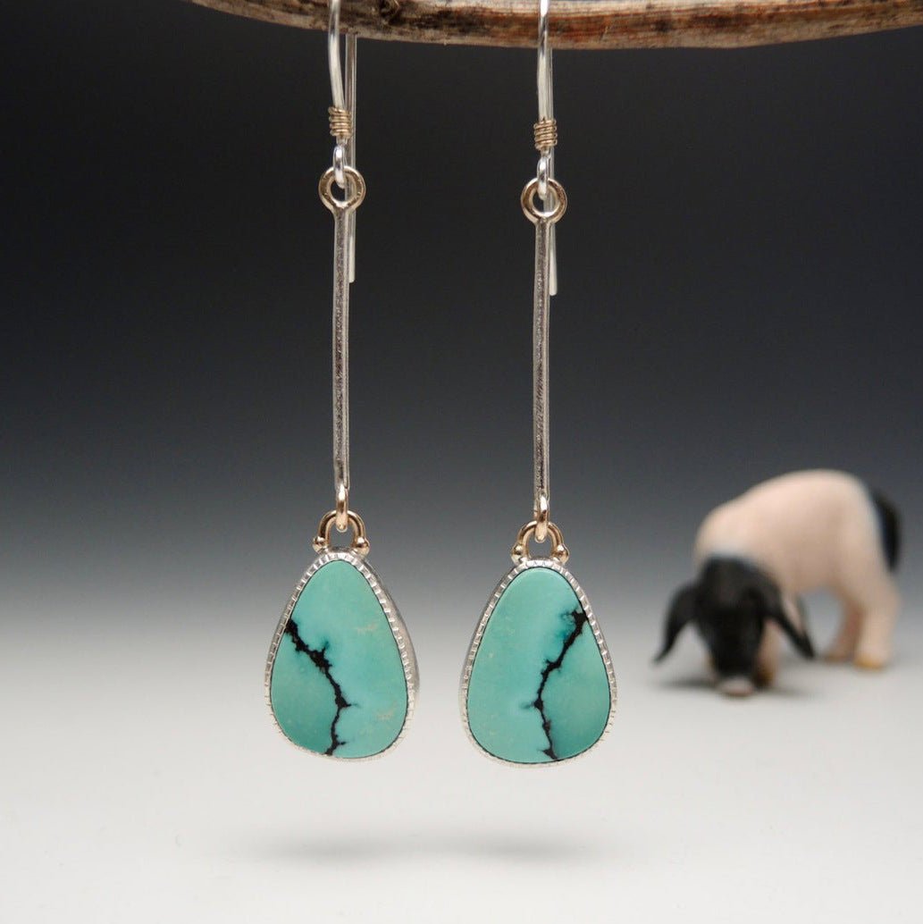 Image of an earring - Blue Stone Earrings - Dangle Drop Earrings by Zuzus Trove