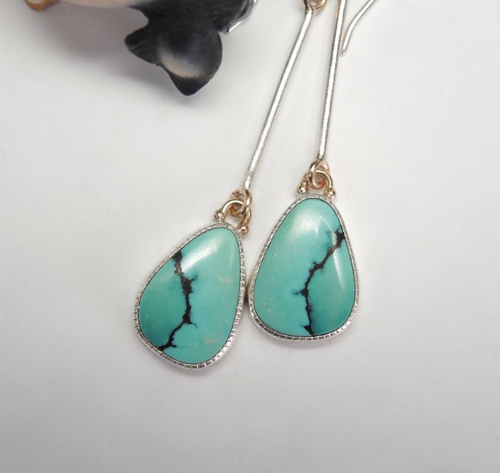 Image of an earring - Blue Stone Earrings - Dangle Drop Earrings by Zuzus Trove