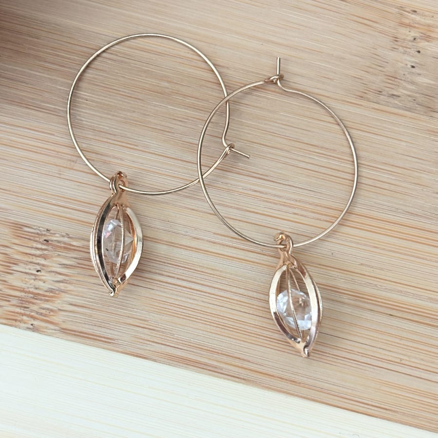 Image of an earring - Delicate Gold Hoop earring with quartz by Zuzus Trove