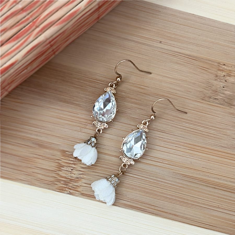 Image of an earring - Drop Crystal earring with flower danglers by Zuzus Trove