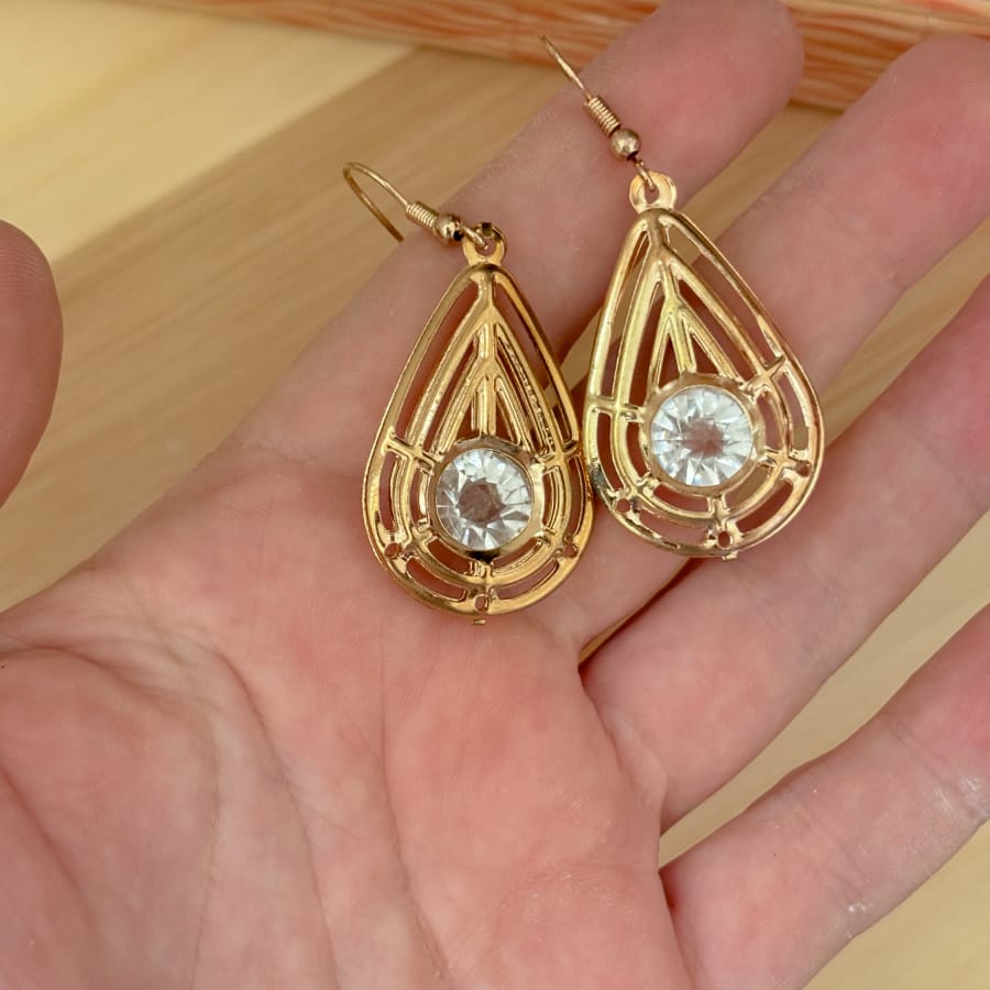 Image of an earring - golden drop crystal earrings by Zuzus Trove
