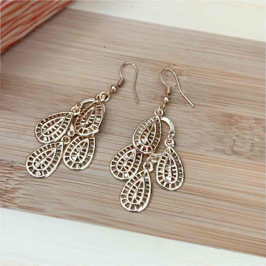 Image of an earring - Hanging water drop gold earrings by Zuzus Trove