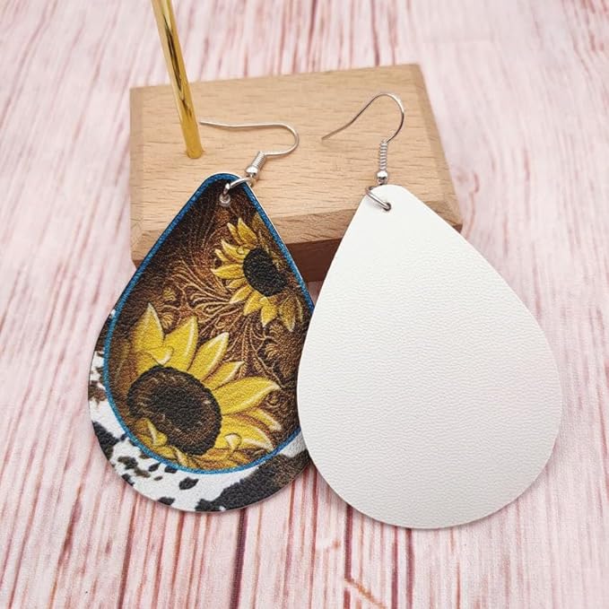 Image of an earring - Large Earrings - Sunflower Teardrop Earrings by Zuzus Trove