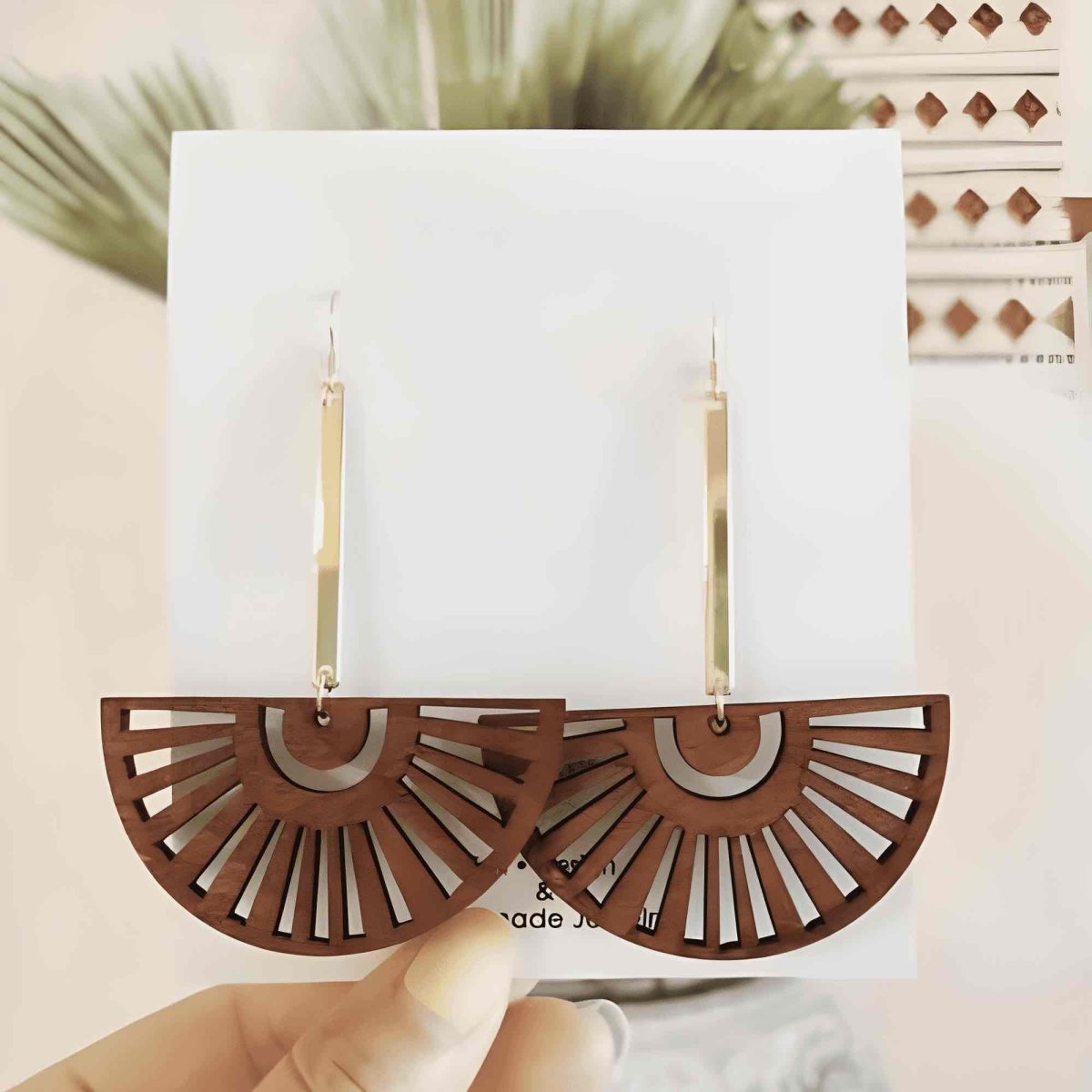 Image of an earring - Light Weight - Chic Wood Wheel Earrings by Zuzus Trove
