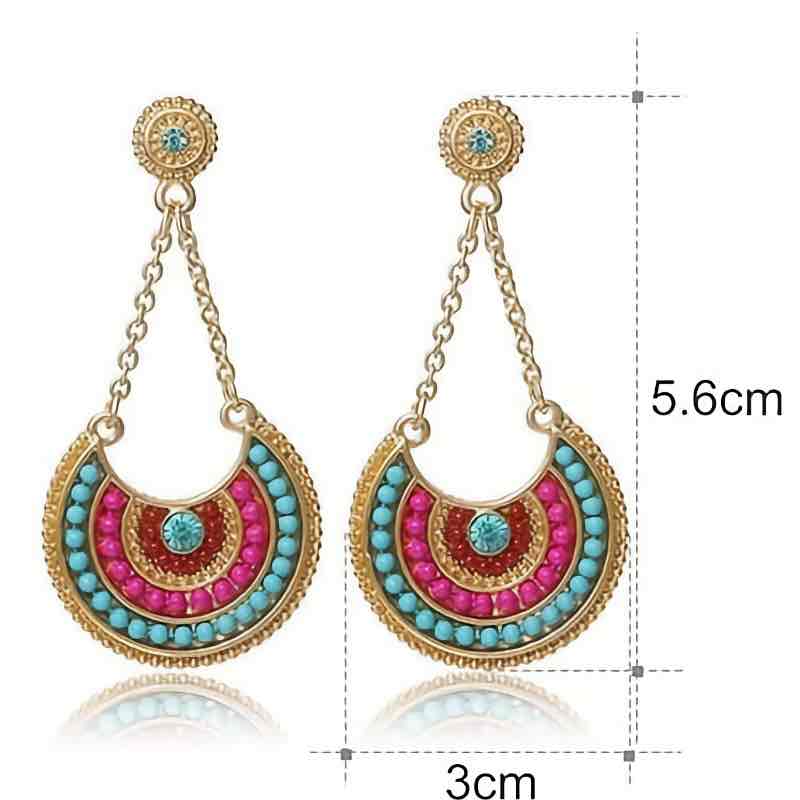 Image of an earring - Luxury | Turquoise and Pink Premium Stone Earrings by Zuzus Trove