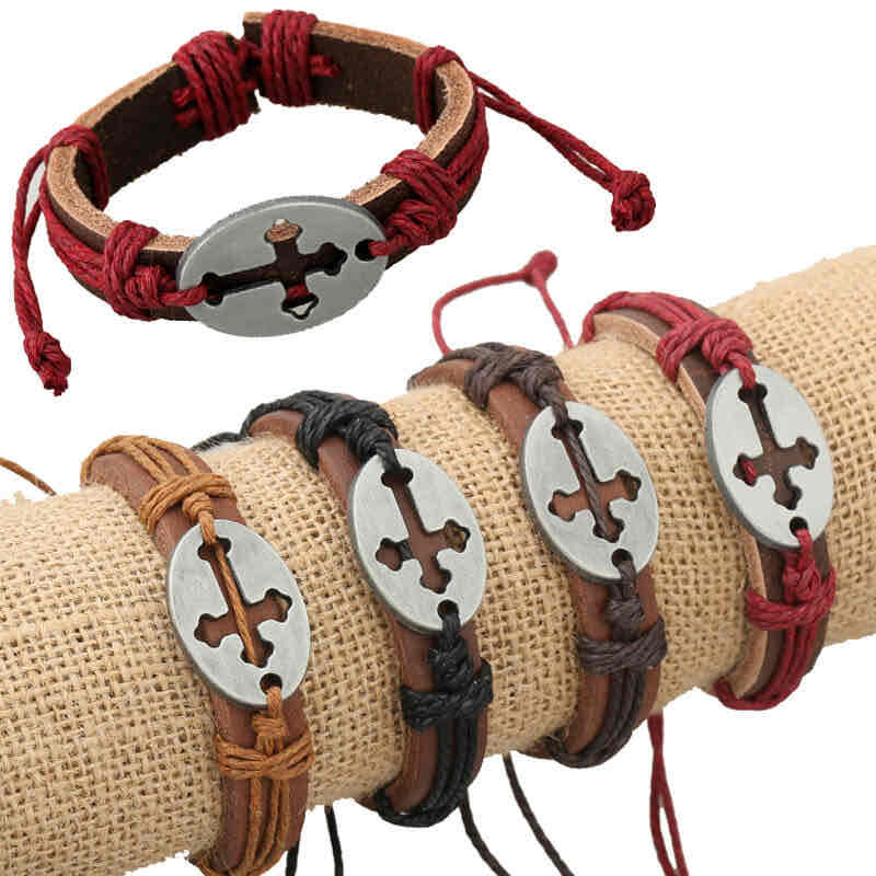 Image of an earring - Men's Bracelets - Cross - Leather Bracelets for Men by Zuzus Trove