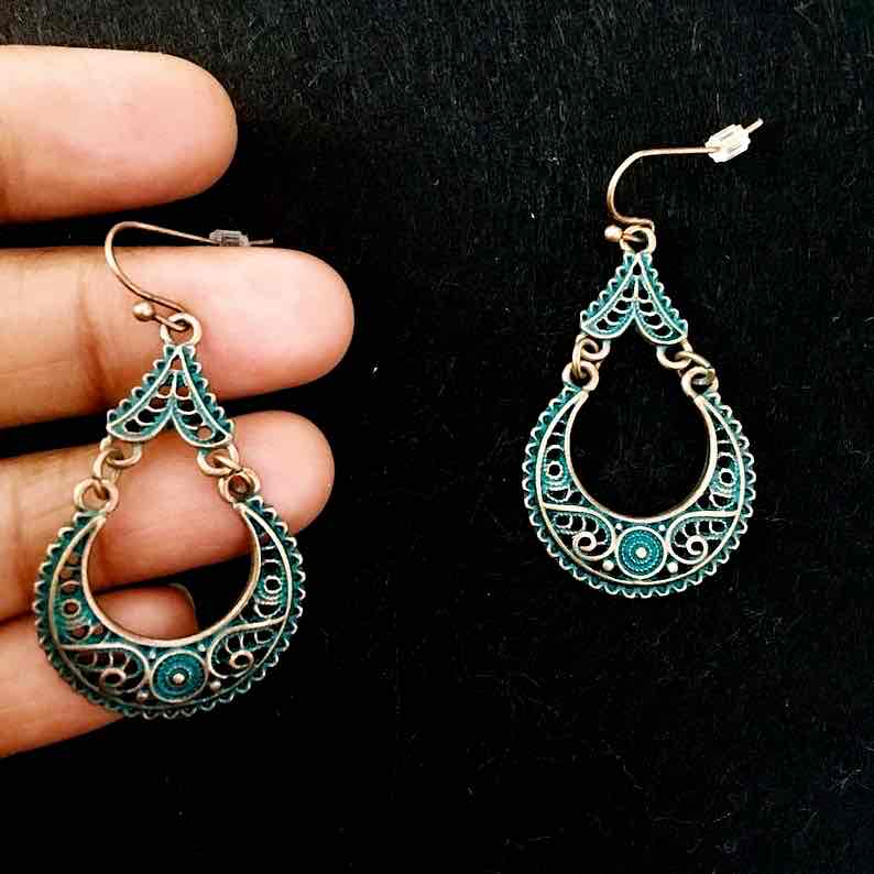Image of an earring - Oxidised Earrings - Antique Designer Earrings by Zuzus Trove