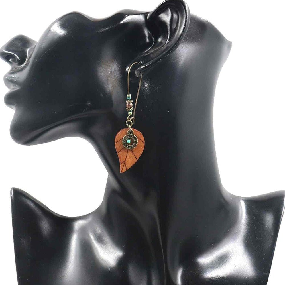 Image of an earring - Premium - Boho Wooden Leaf Earrings by Zuzus Trove