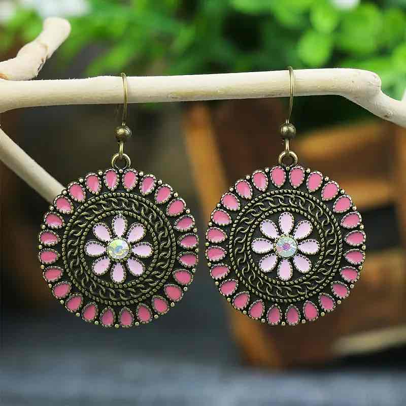 Image of an earring - Premium | Ethinc Stone Flower Earrings by Zuzus Trove