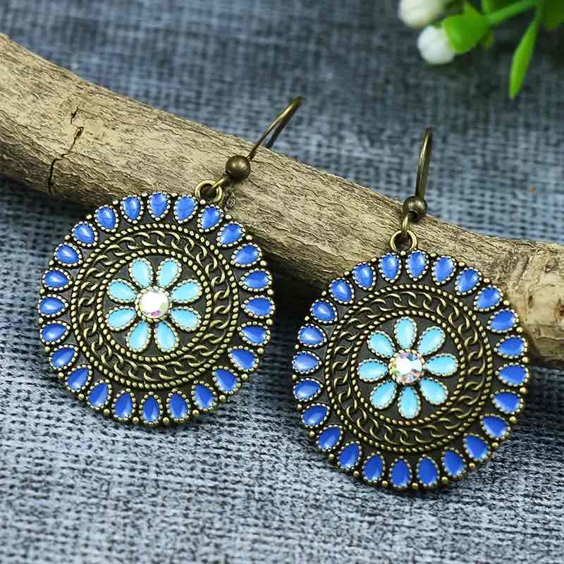 Image of an earring - Premium | Ethinc Stone Flower Earrings by Zuzus Trove