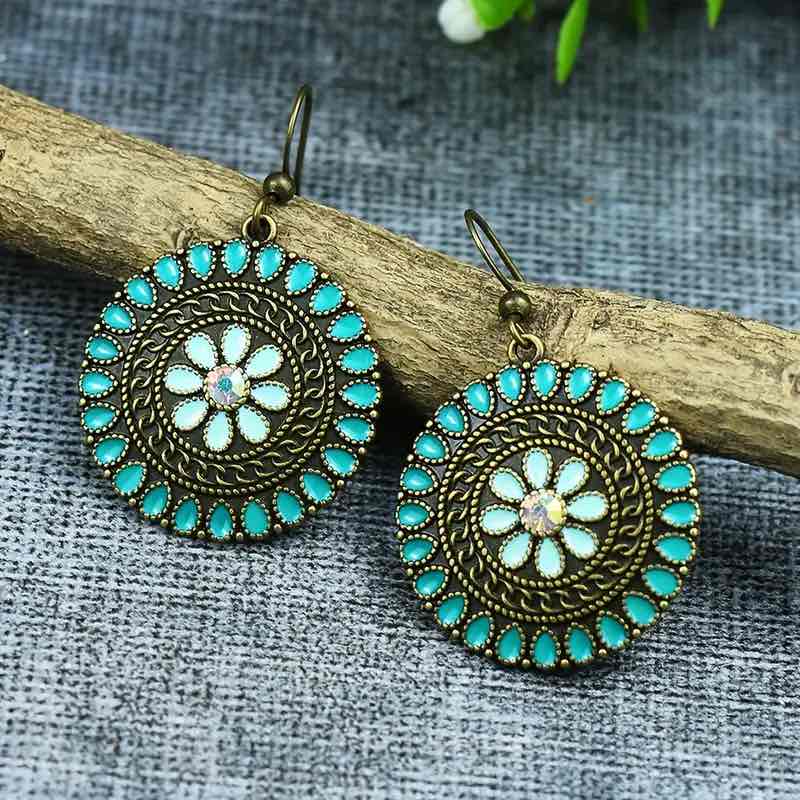 Image of an earring - Premium | Ethinc Stone Flower Earrings by Zuzus Trove