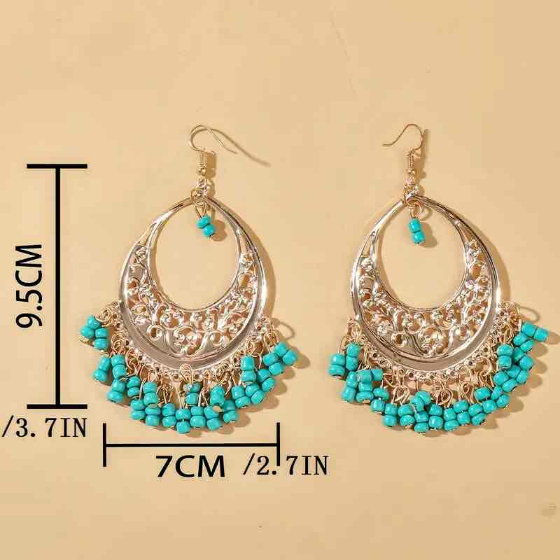 Image of an earring - Premium | Ethnic Beaded Earrings - Turquoise by Zuzus Trove