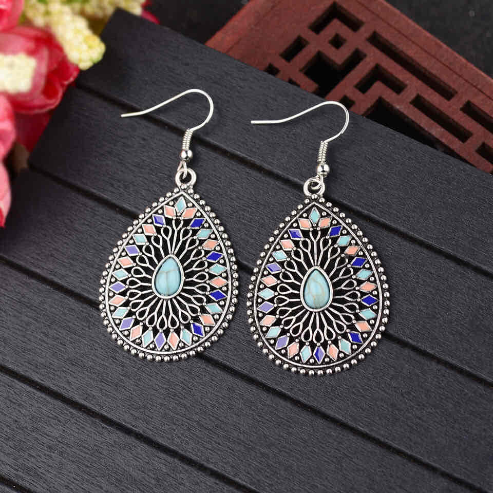 Image of an earring - Premium | Ethnic Tear Drop Gem Earrings by Zuzus Trove