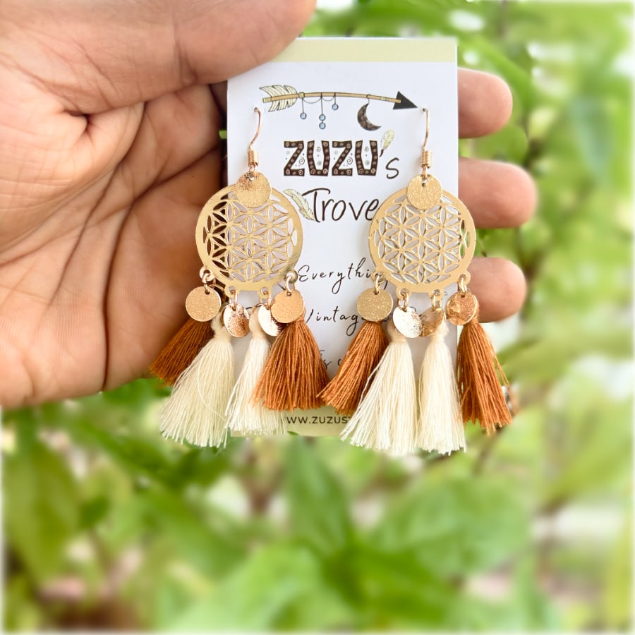 Image of an earring - Premium Festive Gold Mandala Earrings by Zuzus Trove