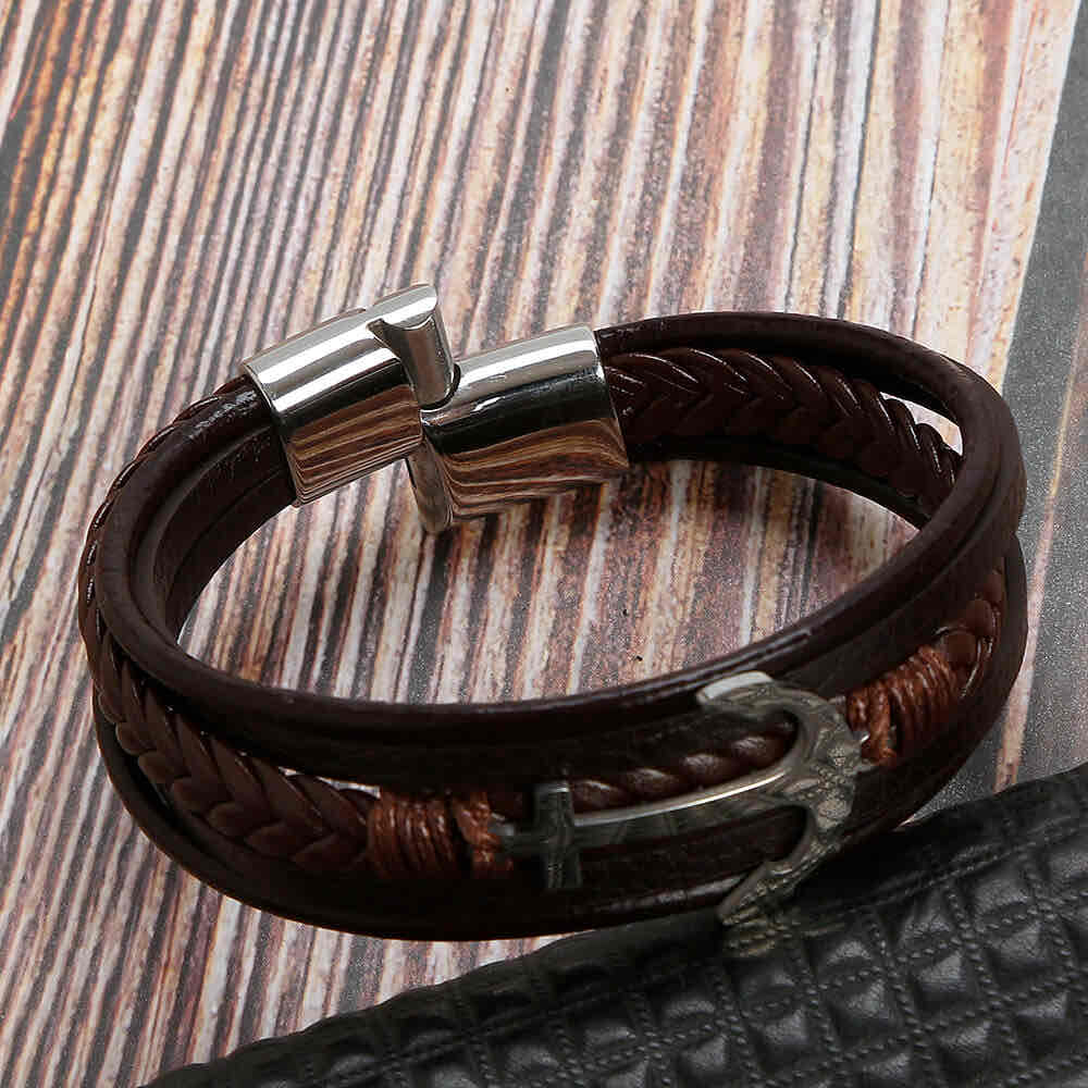 Image of an earring - Premium Men's Stainless Steel Bracelets - Leather Bracelets for Men Men's Bracelets by Zuzus Trove