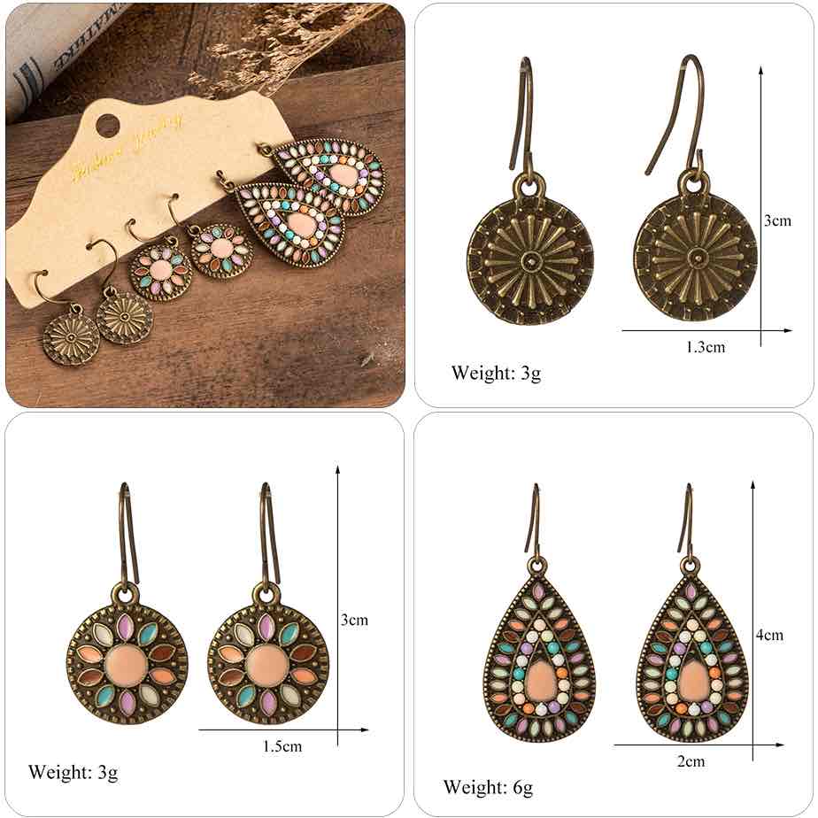 Image of an earring - Premium - Peach Pink Earrings Combo - 3 piece Set by Zuzus Trove