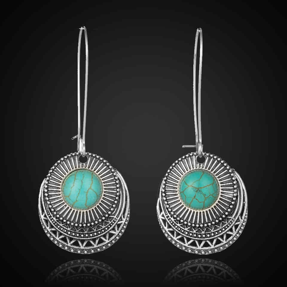 Image of an earring - Statement Ethnic Turquoise Earrings by Zuzus Trove